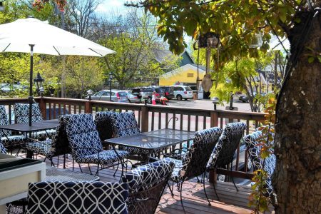Outdoor patio seats up to 20.